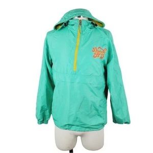 Dutch Bros Coffee Green Hooded Packable Zip Windbreaker Jacket Medium